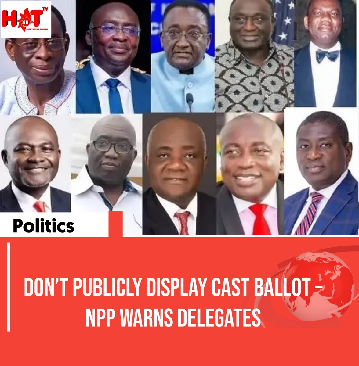 Hottvkaneshie97's tweet photo. Don’t publicly display cast ballot – NPP warns delegates.

#NPP #ballots #Messi𓃵 #Freeshs #Kudus #akufoaddo #presedential #Ghana #Politics https://t.co/HOyqYNG9nw