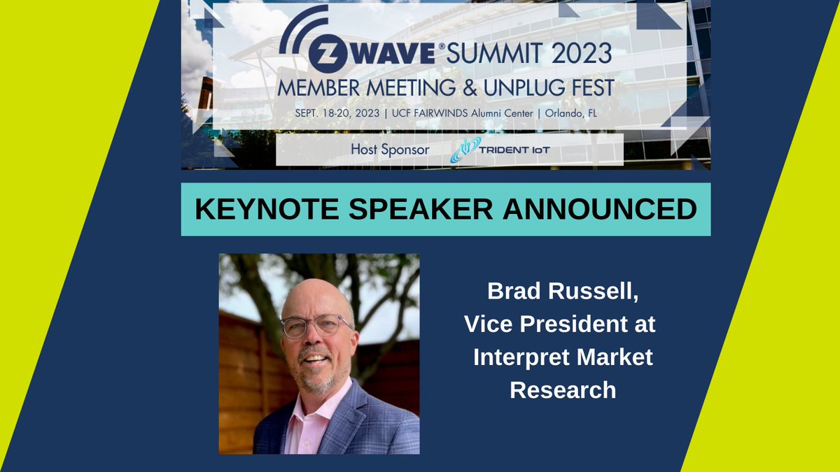ZWave_Alliance's tweet photo. ๐ข Keynote Speaker Announced: @bradrusselltech of @interpretdata will be delivering the Keynote address during the #ZWave Summit Member Meeting taking place September 18-20 in Orlando, FL. Register today: https://t.co/ocvnOFtkav
#ZWaveAlliance #ZWaveMatters #IoT #Smarthome https://t.co/y3DQBhUkqD