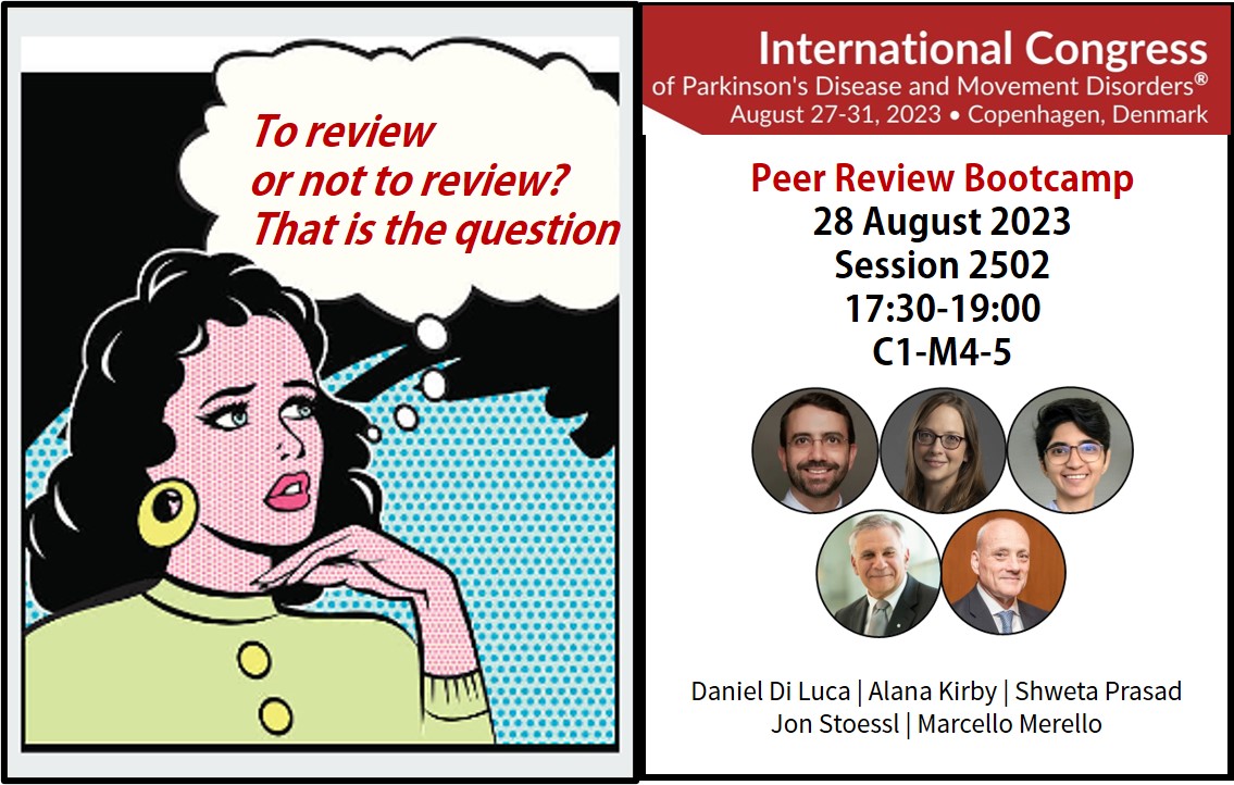 Unsure of when to accept that invitation to review ? Come learn about peer review at the Peer Review Bootcamp. #MDSCongress @movedisorder @dilucadaniel @mmerello