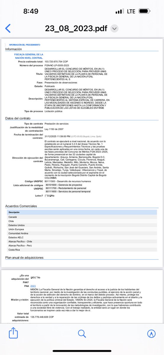 GabrielGEscobar's tweet image. ATENCIÓN 🚨! El Fiscal Francisco Barbosa, a cual le quedan menos de 6 meses para culminar su periodo, pretende adjudicar un contrato para desarrollar un concurso de méritos que tiene como finalidad proveer vacantes definitivas de la planta de personal de esta entidad por un valor…