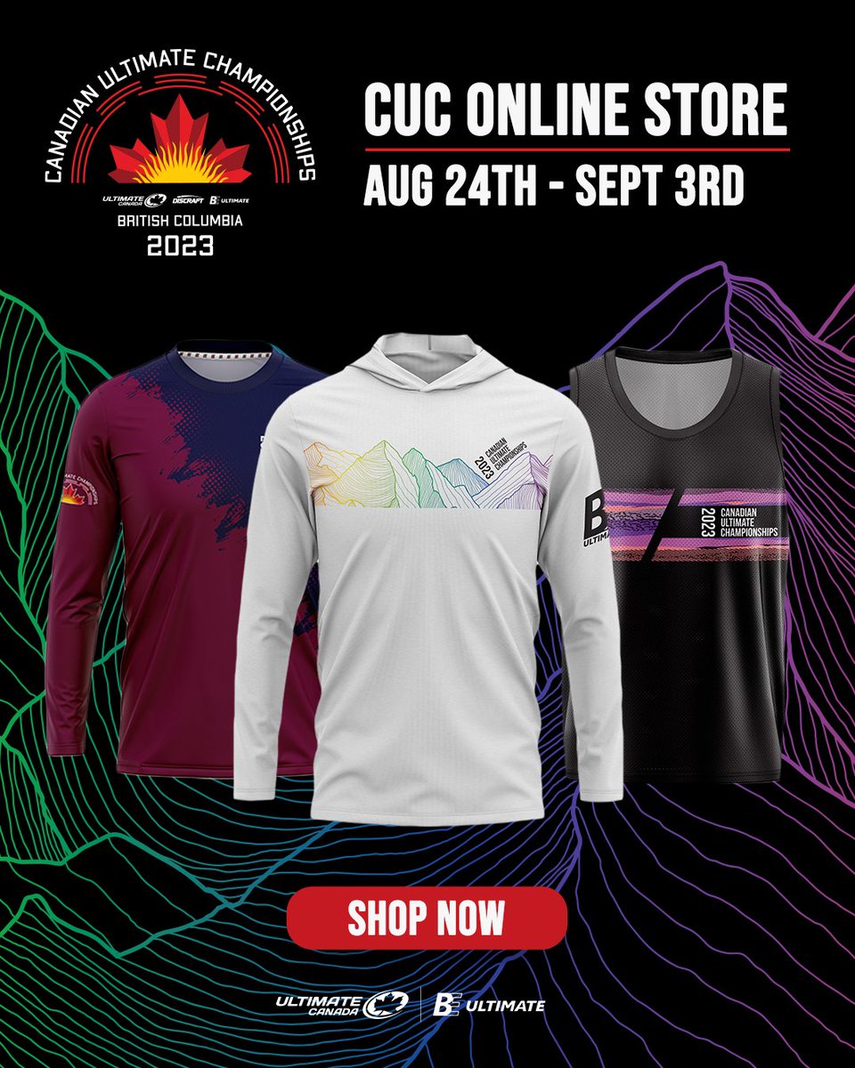 Official Canadian Ultimate Championships gear now available for purchase online! 🏆 Store is open from August 24nd - September 3rd **Shipping only available within Canada Shop Now: beultimate.ca/collections/ca… @BEUlti