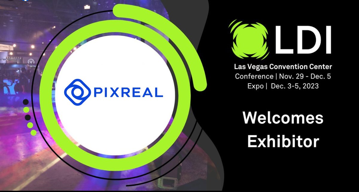 We're pleased to welcome #PIXREAL as an Exhibitor for #LDI2023!
Use code FREEEXPO for a free Expo Pass at registration! Register here - bit.ly/LDIExhibitor