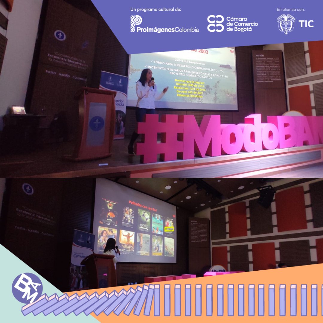 BAM_Bogota's tweet photo. #BAMNow | Masterclass de gerencia de producción y presupuesto para proyectos audiovisuales con Nancy Fernández de @64afilms, en nuestro tercer día en #BAMPasto.
#ModoBAM #BAMRegiones https://t.co/VUqylcd6BM