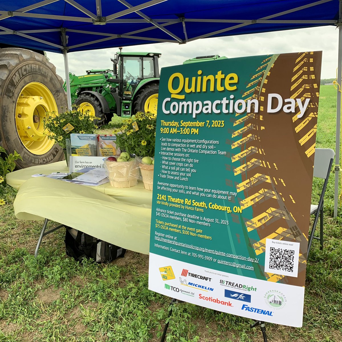 Out promoting #QuinteCompactionDay at the Hastings Plowing Match today. Advance tickets available until Aug 31st. Don’t miss out! membership.ontariosoilcrop.org/event/quinte-c…

@OSCIA <a href="/Tirecraft/">Tirecraft</a> @TreadRightCTIS <a href="/Michelin/">Michelin</a> <a href="/tco_agromart/">TCO Agromart</a> 
<a href="/GanaraskaGrain/">Ganaraska Grain</a> <a href="/scotiabank/">Scotiabank</a> <a href="/FCCagriculture/">Farm Credit Canada</a> <a href="/FastenalCanada/">Fastenal Canada</a>