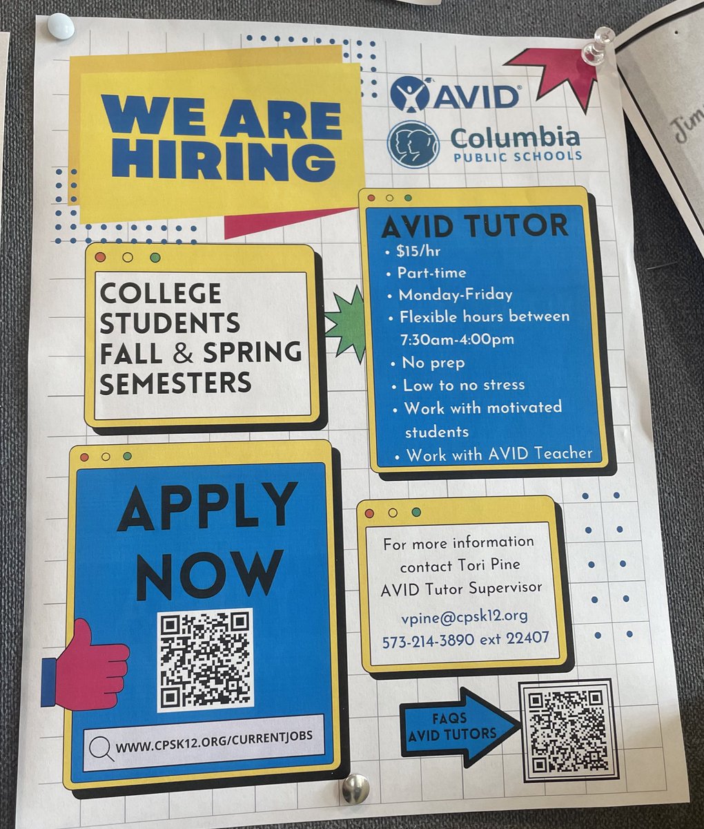 Hey <a href="/stephenscollege/">Stephens College</a> be on the lookout for AVID flyers around campus. We’re looking for college students to work in our AVID classrooms. Questions? Check out the flyer/DM me