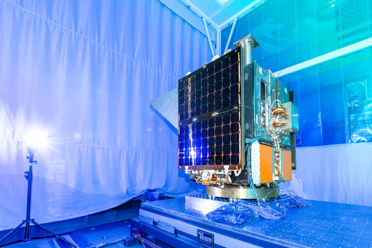 MethaneSAT's tweet photo. MethaneSAT is undergoing pre-launch testing at @BallAerospace. A vibration test in three directions is simulating the shaking during launch to ensure everything is secured tightly and verify that the predicted structural models match the expected vibration. 🛰️ https://t.co/YxqJOCHePs