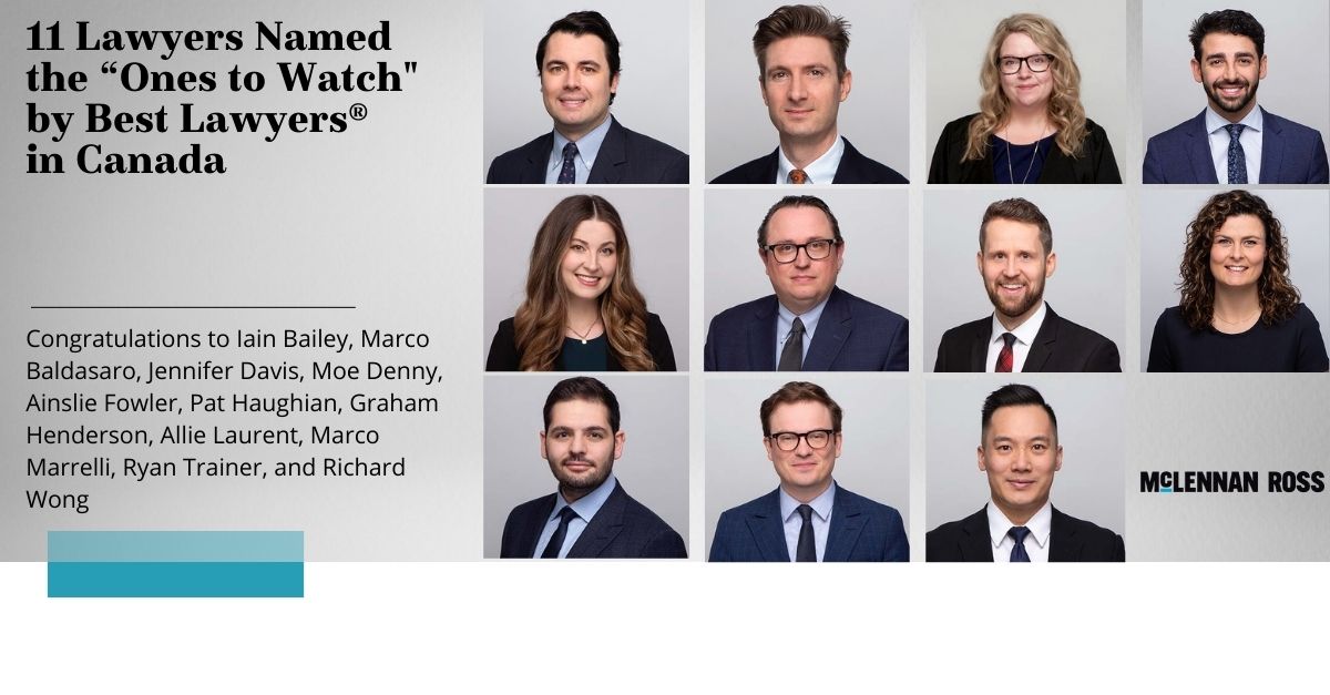 Please join us in congratulating the 11 MR lawyers who have been ranked on the <a href="/BestLawyers/">Best Lawyers</a>® in Canada: One’s to Watch list! 

Read more here: bit.ly/3Z423GF

#MRoss #MRLeads #bestlawyers2024 #onestowatch