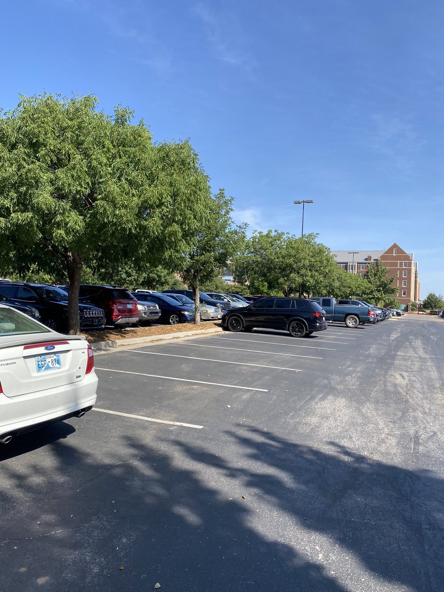 Headington Hall commuter parking as of 10:30 am. Most other commuter parking options are full. <a href="/UofOklahoma/">University of Oklahoma</a>
