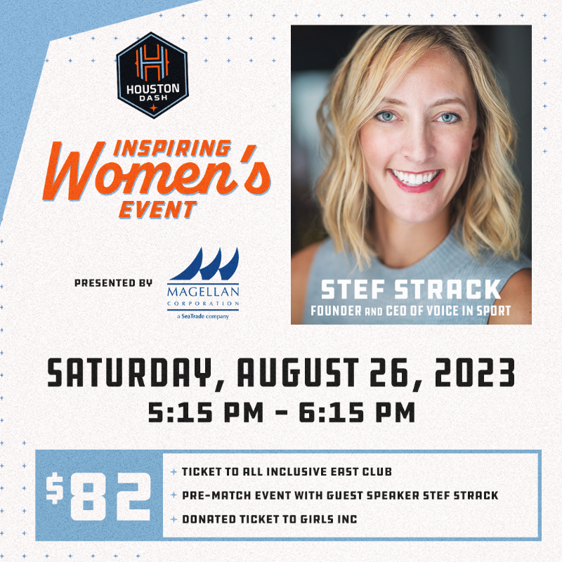 HoustonDash's tweet photo. Join us before kickoff this Saturday for our Inspiring Women's Event presented by Magellan!

Voice in Sport CEO Stef Strack will be our featured guest speaker.

#DTFO