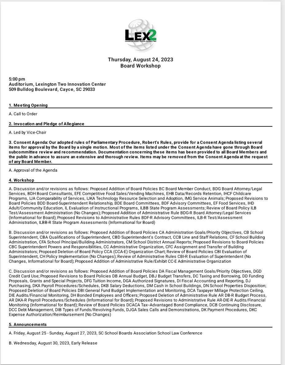 MelissaLGoforth's tweet image. 🧵@LexingtonTwo BOT Workshop 5pm tonight! No public participation on agenda.I spoke on lack of transparency at last meeting b/c policies given 1st reading,yet NOT live on @boarddocs as usual. How can public/parents speak on policies they can&apos;t see...🤨
#wearelex2 #caycesc #wecosc