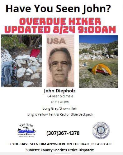 SheriffSublette's tweet image. Missing hiker update Piowire.com/scso/pressrele…