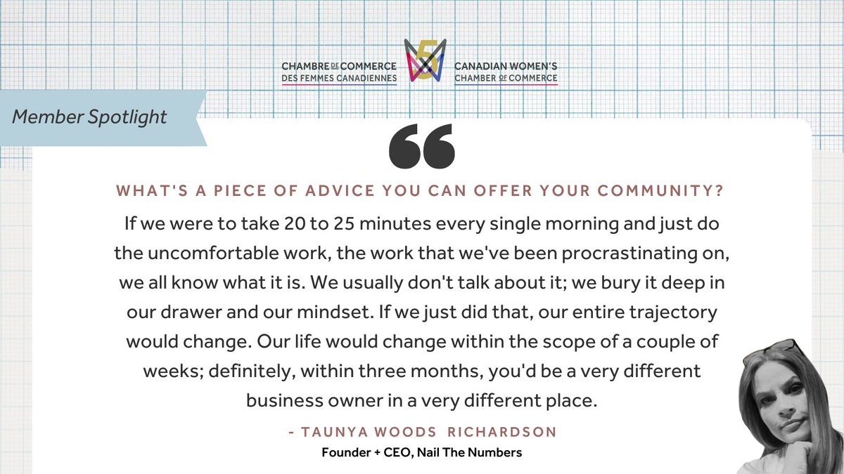 👋🏼 We're excited to introduce you to CanWCC member @TTaunya. Taunya is the founder & CEO of financial training agency @NailTheNumbers. Read more: bit.ly/3OPLXLT Learn from Taunya at our free virtual event TODAY (Aug 24) at 1 PM ET. RSVP: bit.ly/43WH8Wu