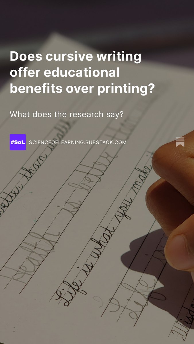 Does cursive writing offer educational benefits over printing? A new post in the Science of Learning: scienceoflearning.substack.com/p/does-cursive…