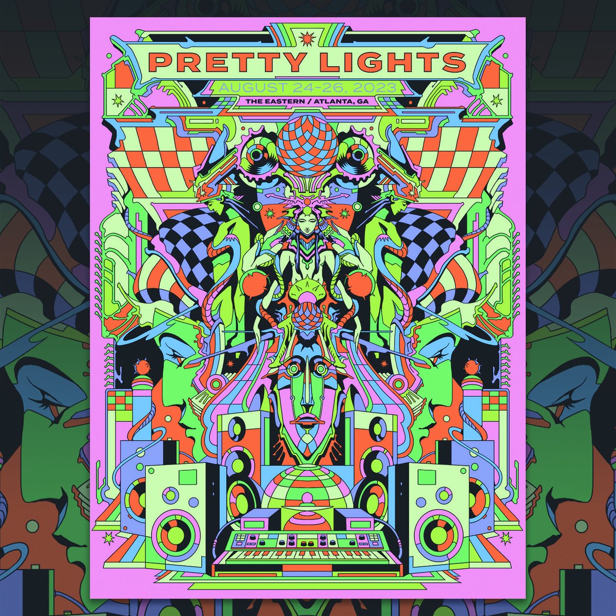 PrettyLights's tweet photo. Limited Edition 18x24 screen printed posters on foil stock will be available inside the venue each night at the merch area. Artwork by Raul Urias. https://t.co/X5JxRQiVMT