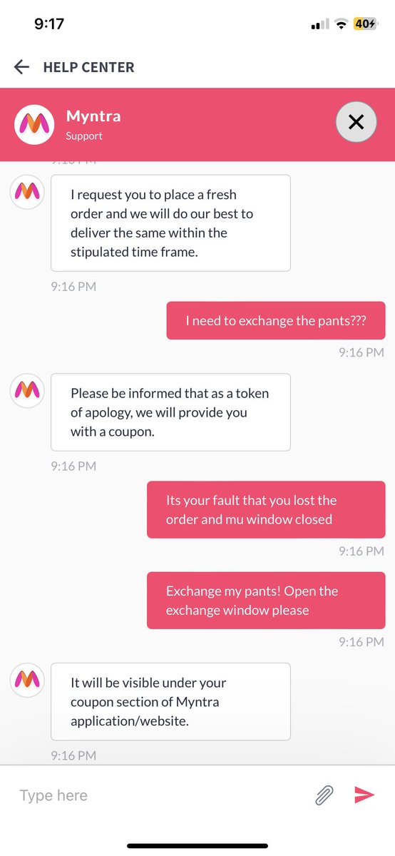 dosabaitor's tweet photo. @MyntraSupport what part of the conversation was not clear? I want to exchange a product that I do not need. https://t.co/lgUMd1dZX9