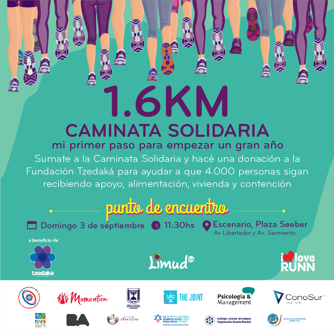 Sumate a la Caminata Solidaria y hacé una donación a la Fundación Tzedaká para ayudar a que 4.000 personas sigan recibiendo apoyo, alimentación, vivienda y contención. 
¡Las primeras 185 personas en anotarse recibirán una remera de la caminata!
Inscribite: bit.ly/CaminataSolida…