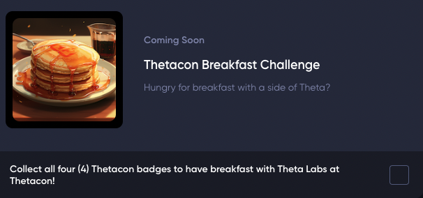 w3Andrea's tweet photo. GM☀️! Who would like to have breakfast with me and the team @theta_con? 🥓☕️🥓 #breakfastchallenge #TC23 @ThetaDrop https://t.co/7XD658bBnu