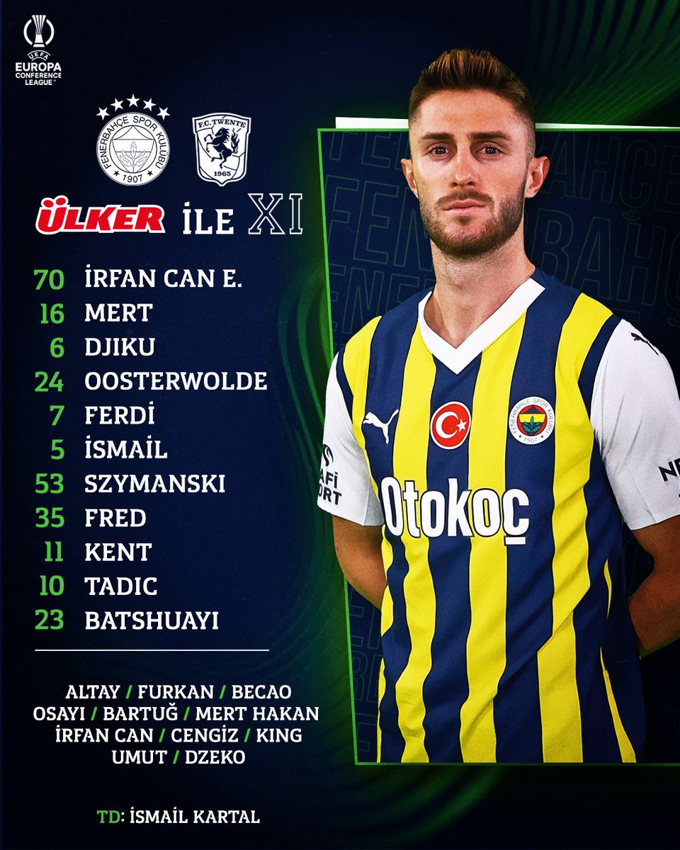 Twente maçı ilk 11'imiz belli oldu. 👇

#FBvTWE | <a href="/Ulker/">Ülker</a> | #MaçVarsaÜlkerVar