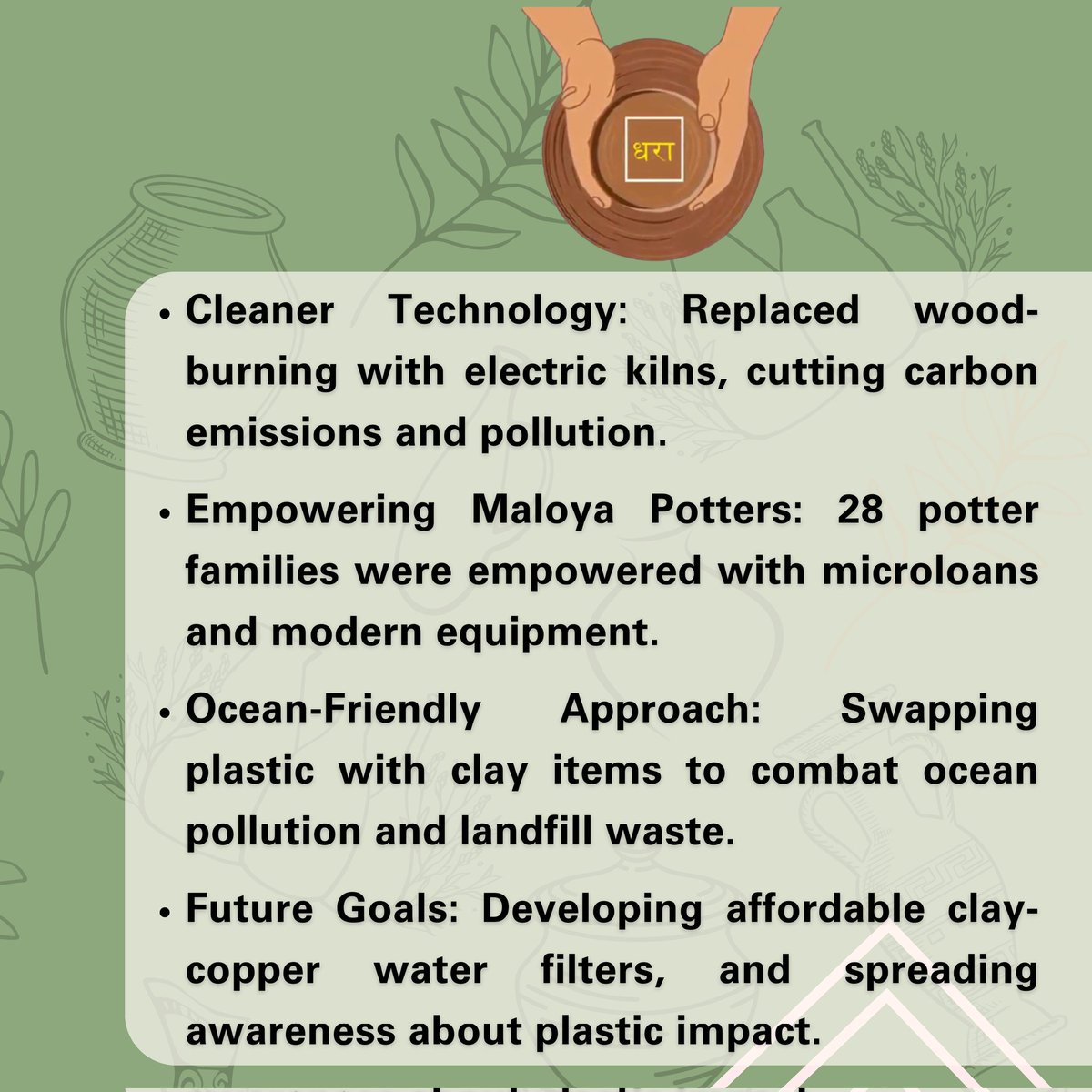 EnactusSSBUICET's tweet image. Project Dhra is more than just pottery; it's a journey of transformation! 

Our mission is to replace plastic with eco-friendly clay products. Let's protect our environment together!
#projectdhra #enactusindia #plasticalternatives #ecofriendly