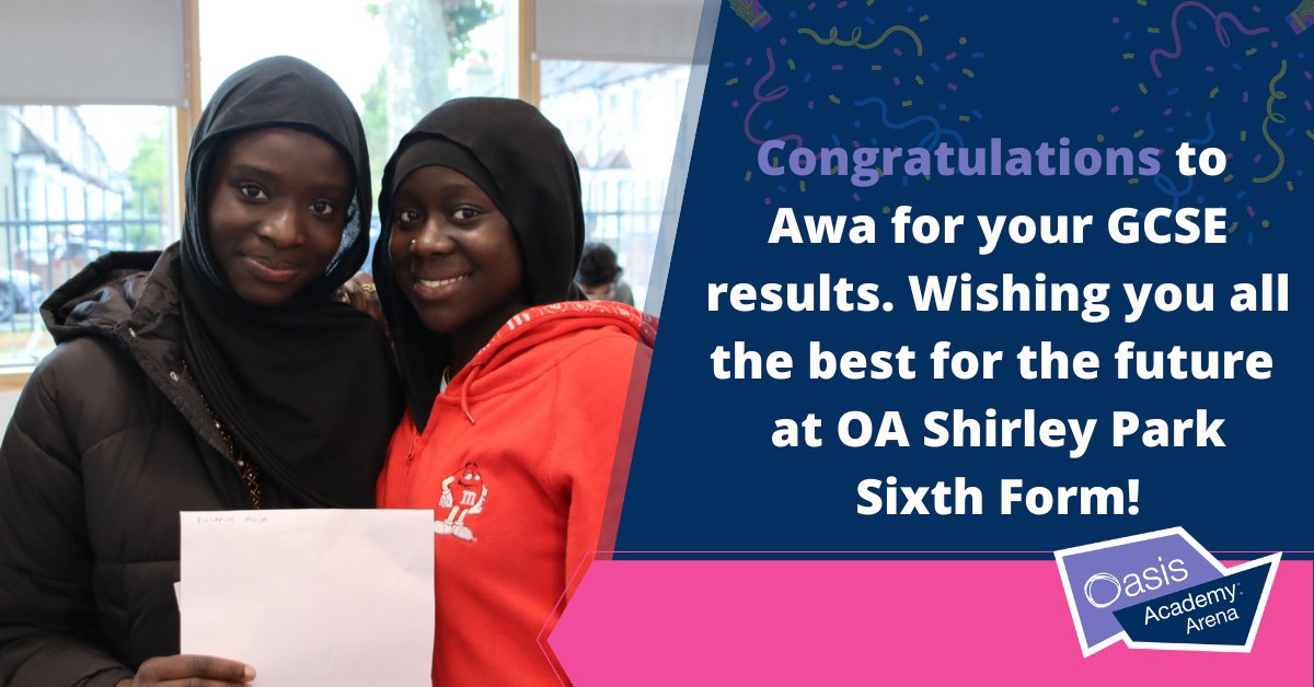 Congratulations on your GCSE results, Awa! 🌟 We wish you all the best at @OasisAcademySP Sixth Form, and your new journey ahead! #OCLResults #GCSEResults2023