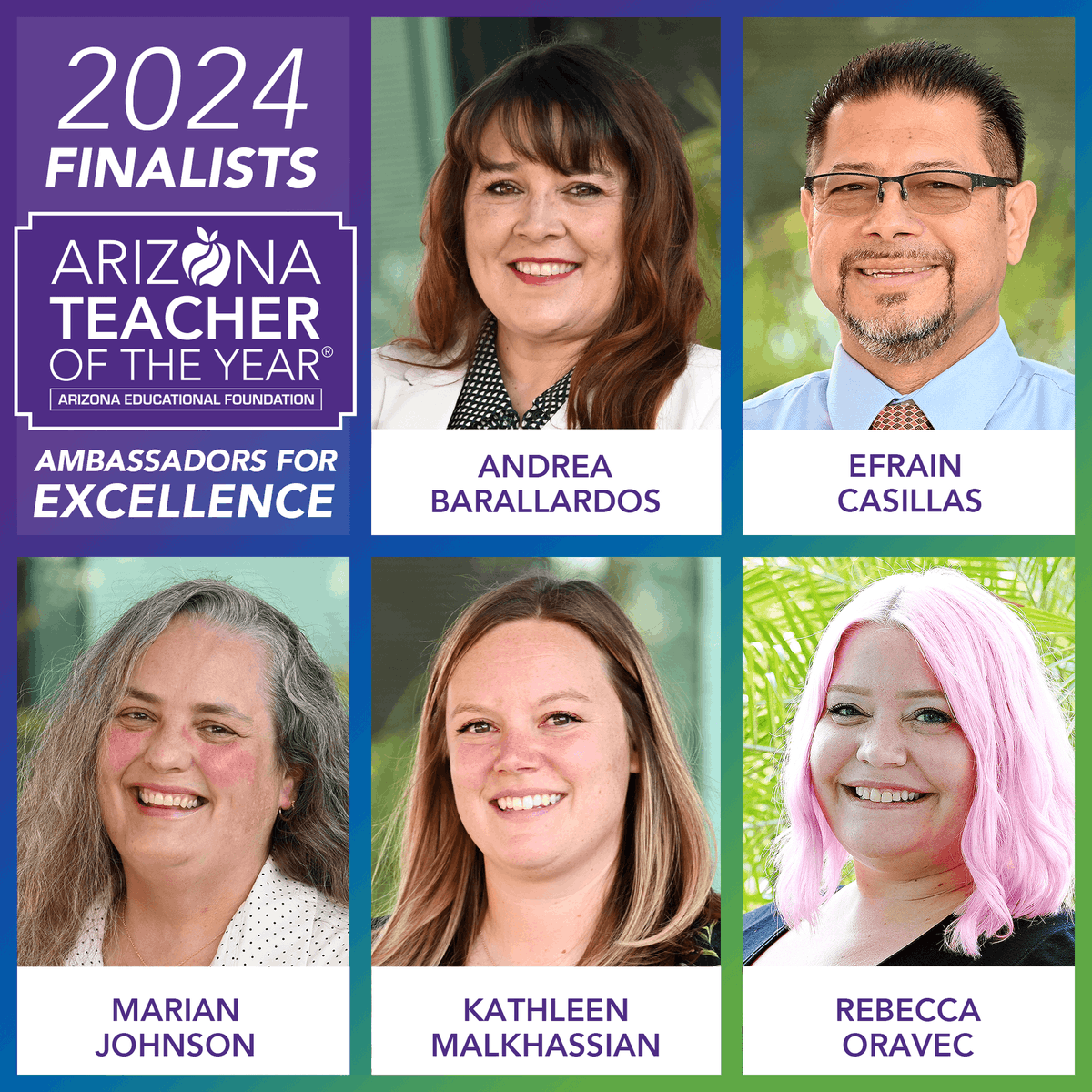 azedfoundation's tweet photo. 🎉 Celebrating @azedfoundation's 2024 Arizona Teacher of the Year® Finalists, Semifinalists, &amp; Honorable Mentions who will all be honored at the AEF Arizona Teacher of the Year® Awards, presented by @desertfinancial. Full press release and details at: https://t.co/a2v3rCEUc0 https://t.co/8A2qc6xGU3