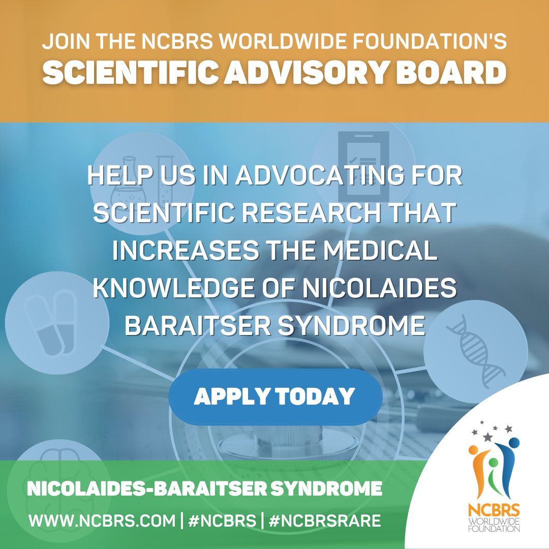 Our friends @NCBRSFoundation
is creating a Scientific Advisory Board (SAB). The SAB will help the Foundation to fulfil its mission in advocating for scientific research that increases the medical knowledge of NCBRS and best treatments. A great opportunity! #GeneticConditions