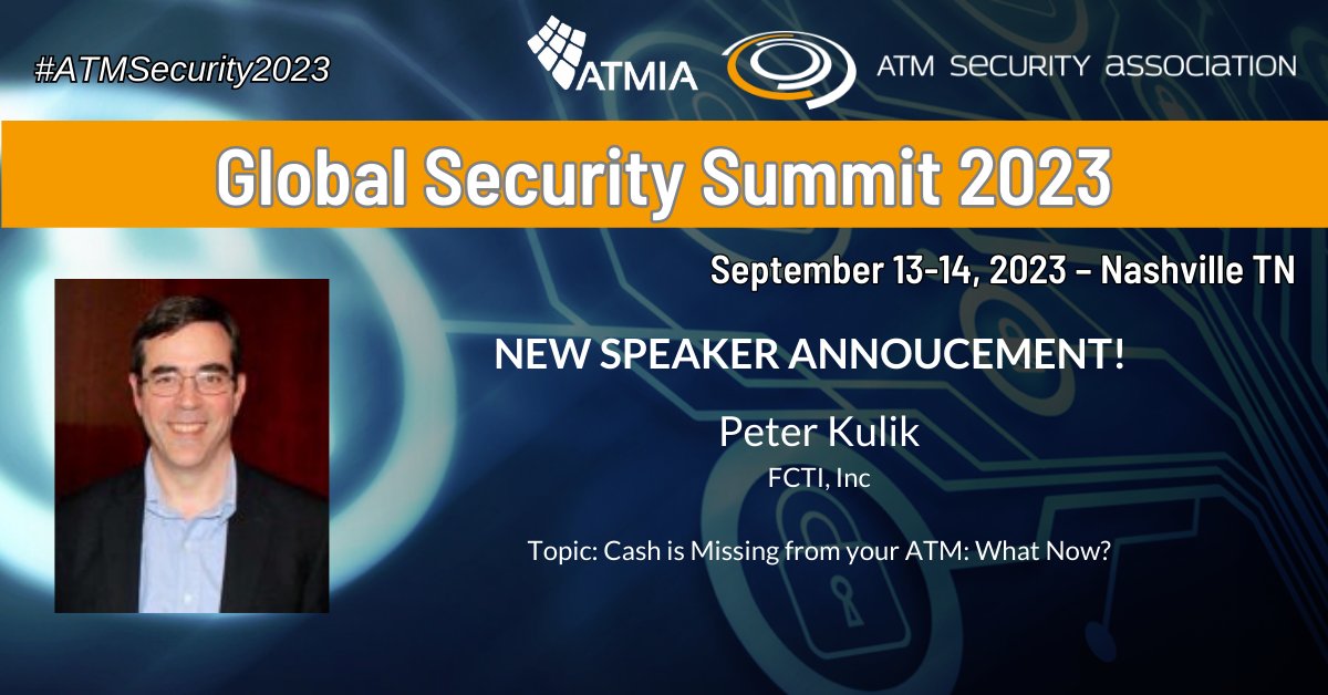 ATMSecurity_ASA's tweet photo. #atmsecurity2023 Speaker Announcement! https://t.co/nlCPFlNAlV https://t.co/NatHAGXpeu