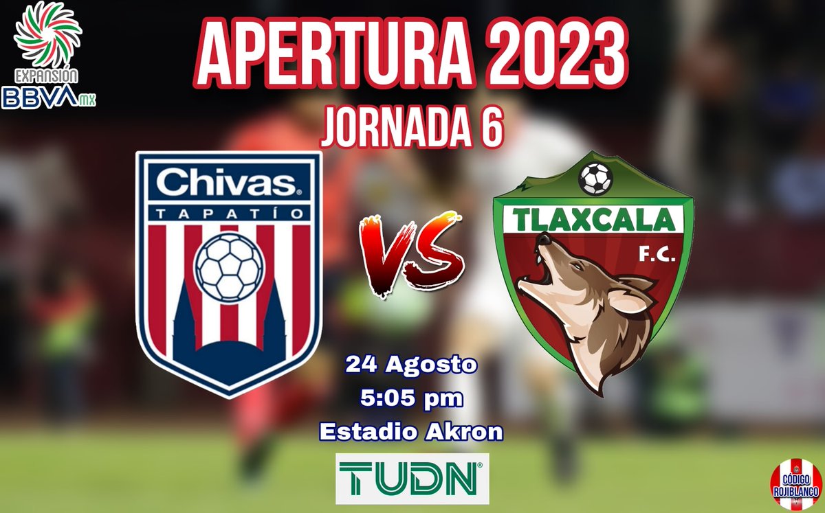 Codigo_Roji's tweet photo. SE LOGRARÁ LA VICTORIA? 👀⚽

@TapatioCD recibirá a los Coyotes de Tlaxcala en la jornada 6⚽⚪🔴

#chivas #clubdeportivoguadalajara #rebañosagrado #chivadecorazon #guadalajara #chivahermanos #solomexicanos #dalerebaño #esporchivas #ligaexpansiónmx #tlaxcalafc https://t.co/kwGWWzKdPL