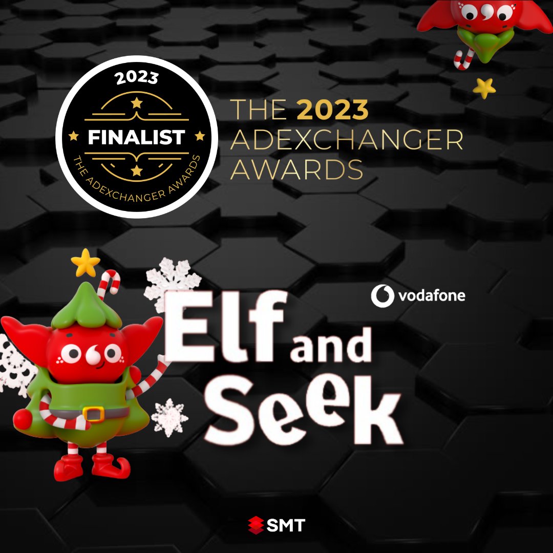 We are on a roll with awards! Our Christmas activation, Elf and Seek, has been selected as a finalist in the @adexchanger Awards 2023 under the category of Best Programmatic Out-Of-Home Activation! The collaboration between SMT, @dentsuCRTVUK and @VodafoneUK, coined the 'Elf and