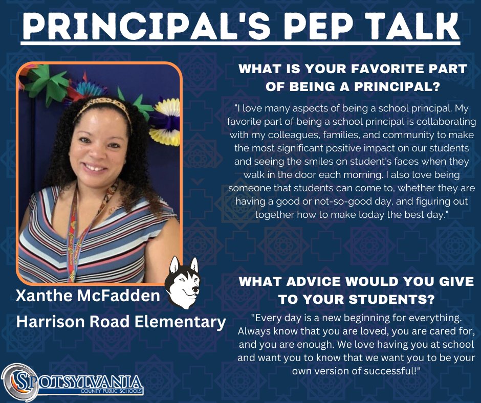 Principal's Pep Talk Xanthe McFadden Harrison Road Elementary #wearespotsy