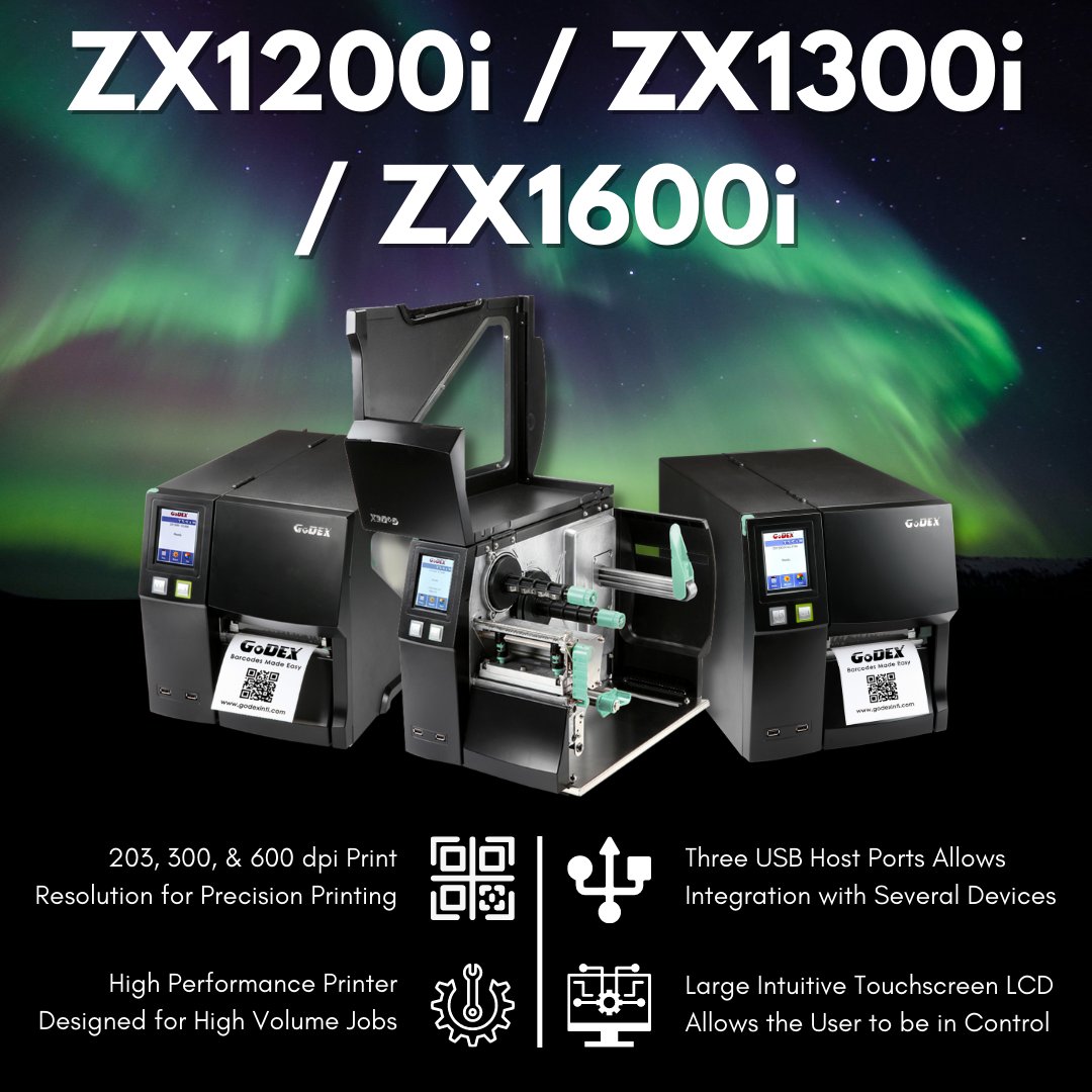 GoDEXAmericas's tweet image. ZX1200i / ZX1300i / ZX1600i

An Incredible Combination of Power &amp;amp; Precision 🛠

Our next generation, high output industrial barcode printer. 

#GoDEX #GoDEXPrinter #ThermalPrinter #LabelPrinter #BarcodePrinter #Label #Barcode #Printer #Manufacturing #IndustrialPrinter