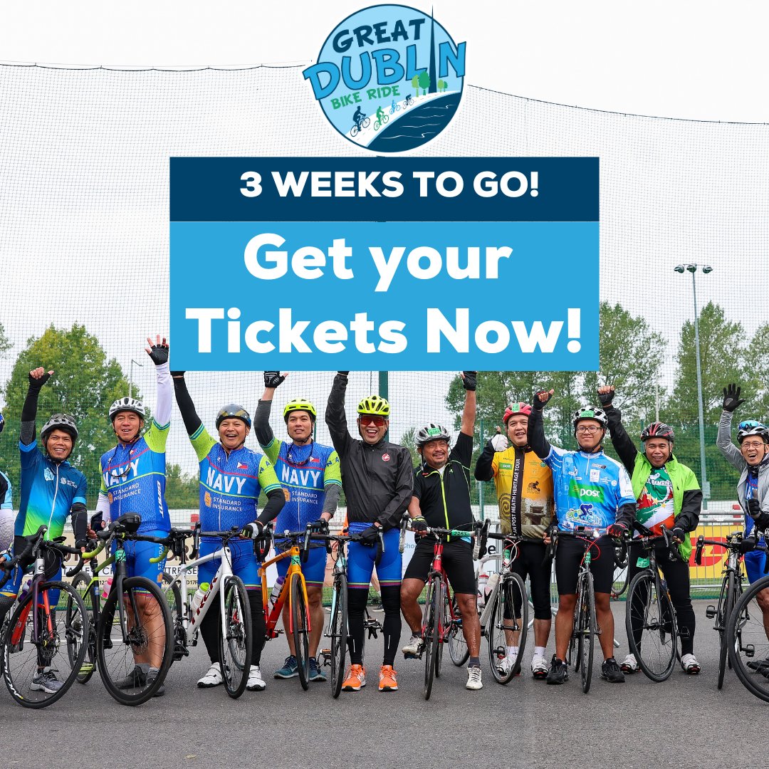 Calling all cycling enthusiasts! 📣 3 weeks today until the epic cycle across Dublin❗️

🚴‍♀️🌟Mark your calendars for September 17th! Don't miss this cycling event, secure your spot today!

Register Now - eventmaster.ie/event/Awr5SjlI…
