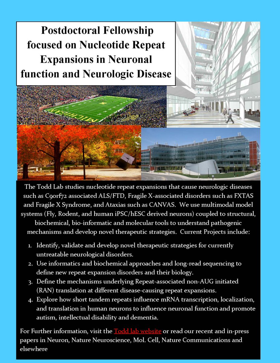 Want to join a fun, supportive, and intellectually curious lab that explores the interface between fundamental mRNA biology and human neurological disease? If so, the Todd lab might be a good fit.  Check out our posting below or visit our website!