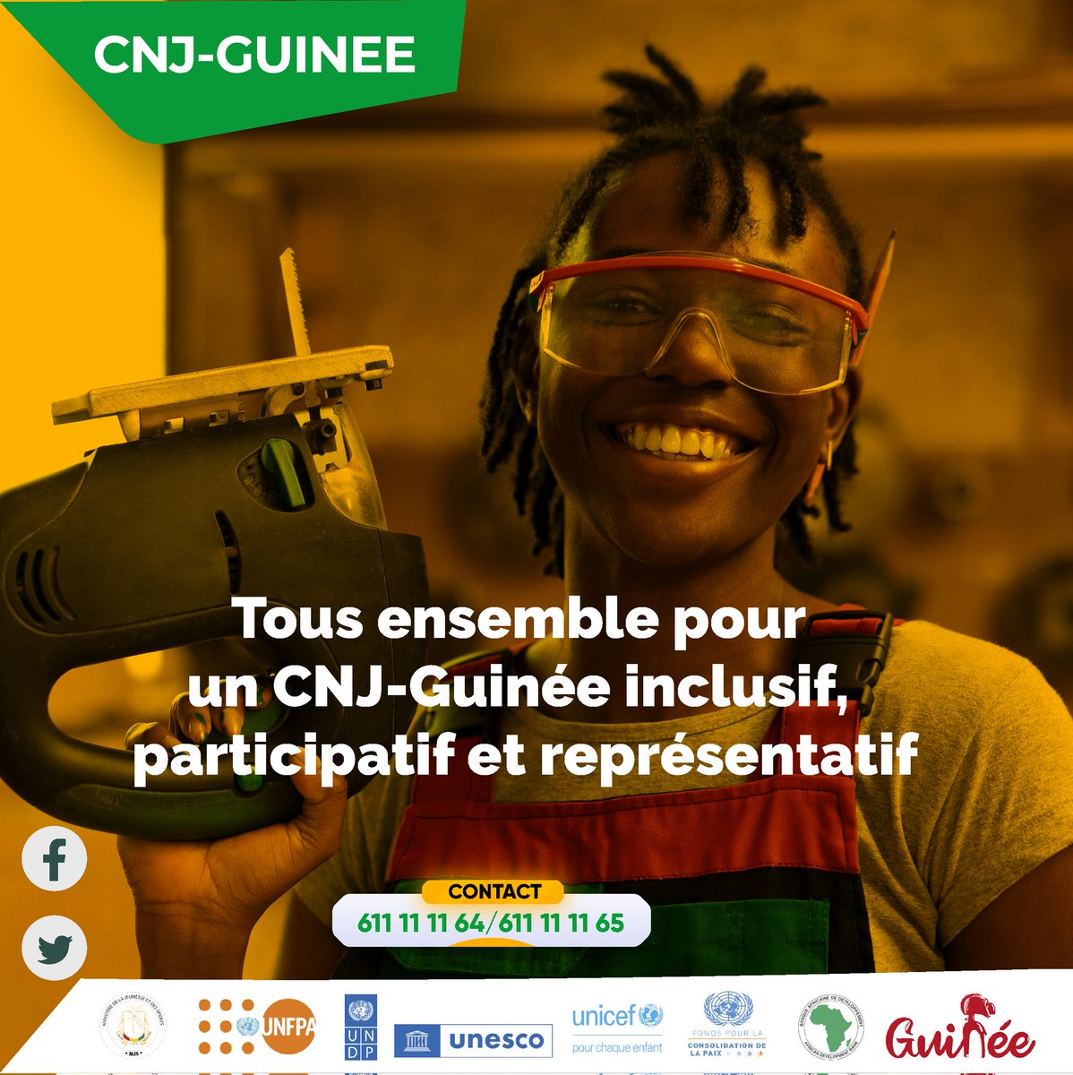 Tous ensemble pour un CNJ Guinée inclusif, participatif et representatif.
<a href="/pvnuguinee/">VNU Guinée</a> 
<a href="/PNUDGuinee/">PNUD Guinée</a> 
<a href="/MJS_GN/">Ministère de la Jeunesse et des Sports</a> 
<a href="/PBF_Guinee/">Fonds pour la Consolidation de la Paix-Guinée</a> 
<a href="/unfpa_guinee/">UNFPA GUINEE</a>