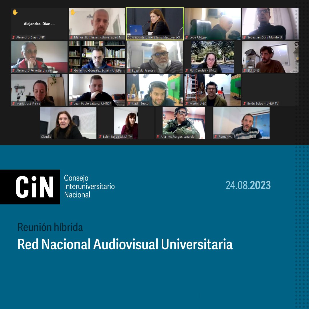 🎥 Esta mañana se reunió en asamblea de manera híbrida la Red Nacional Audiovisual Universitaria <a href="/webrenau/">RENAU</a> del <a href="/CINoficial/">CIN</a> con la coordinación de la rectora Agustina Rodríguez Saá.