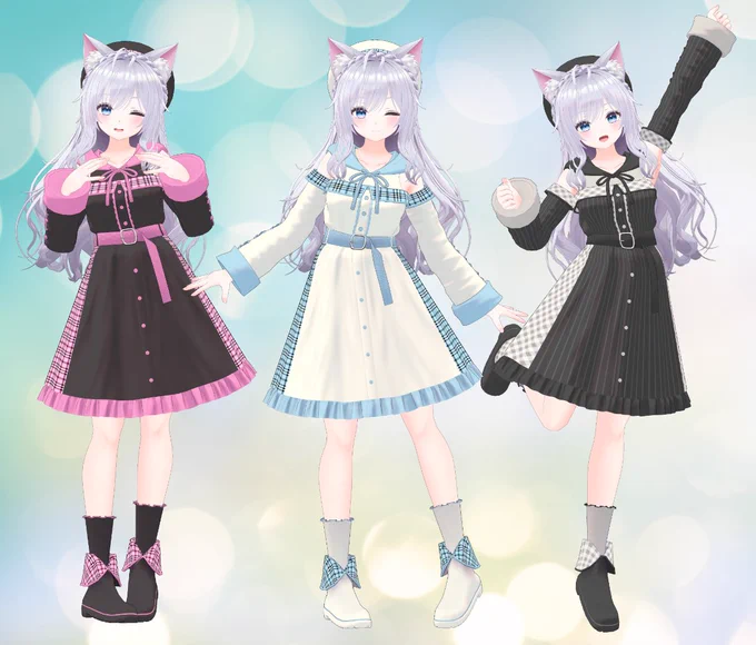 販売中の『スプリングガール衣装』と『まちかどニット衣装』の対応アバターに望身を追加しました!    #VRChat #寺井カントリー