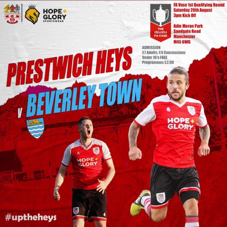 Heys turn their attention to the <a href="/IsuzuFAVase/">Isuzu FA Vase</a> on Saturday when they welcome <a href="/bevtownfc/">Beverley Town FC</a> to Adie Moran Park in a 1st Qualifying Round tie. (3pm). Thank you to <a href="/6_gfx_/">6gfX</a> for the graphic 👍