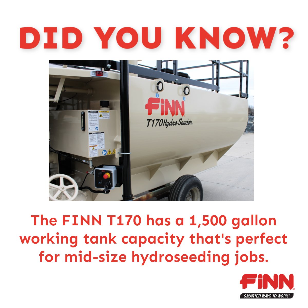 FinnCorporation's tweet photo. The FINN T170 has a 1,500-gallon working tank capacity that's perfect for mid-size hydroseeding jobs.
https://t.co/6RBpXIH892
#SmarterWaysToWork #CoverSomeGround #FinnT170 #FinnHydroseeders https://t.co/A5hReqxbeh