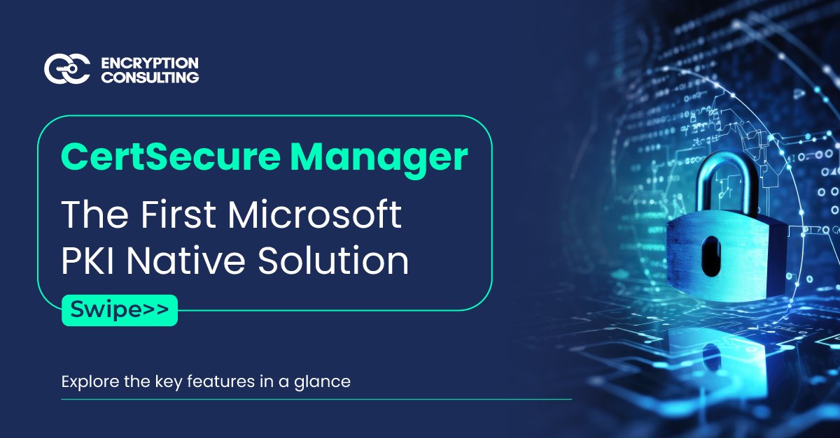 encryptioncons's tweet image. Simplify complexity, enhance security, and streamline processes. Experience efficient certificate management with CertSecure Manager.

encryptionconsulting.com/certificate-ma…

#EncryptionConsulting #CertSecureManager #CertificateManagement #MicrosoftPKI #Cybersecurity