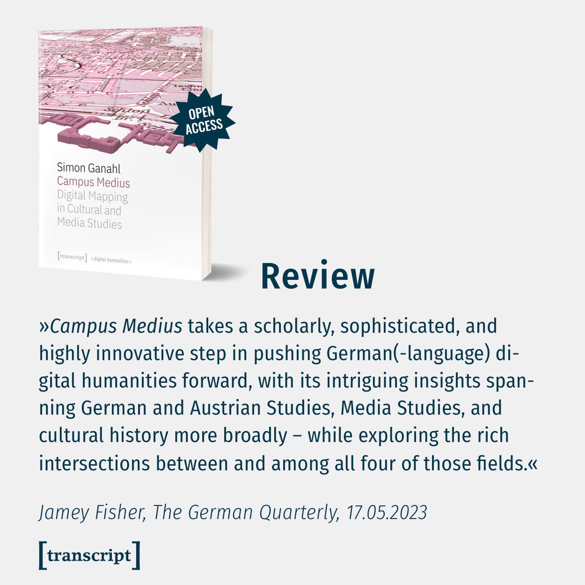 transcriptweb's tweet image. [Media Studies]
The mapping platform Campus Medius explores and expands the possibilities of digital #cartography in cultural and media studies.

transcript-publishing.com/978-3-8376-560…

#DigitalMapping #Vienna #1933 #Austrofascism #Dispositif #ActorNetwork #DigitalMedia #DigitalHumanities