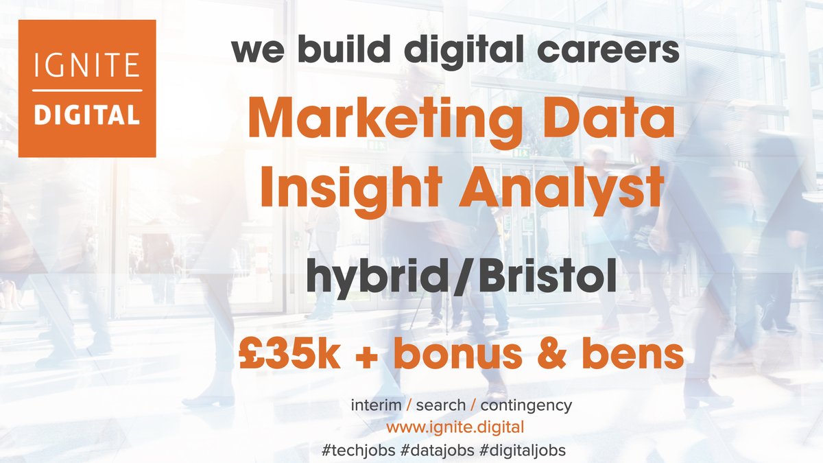 IgniteDigitalHQ's tweet photo. Are you a #dataanalyst ready to dive into social and influencer #marketing?
https://t.co/ZKKtHuYpZS
#data #dataanalystjobs #marketingdata #data #datacareers #datarecruitment #datarecruiter #techrecruiter #techrecruitment https://t.co/yJ6RqoSrZB