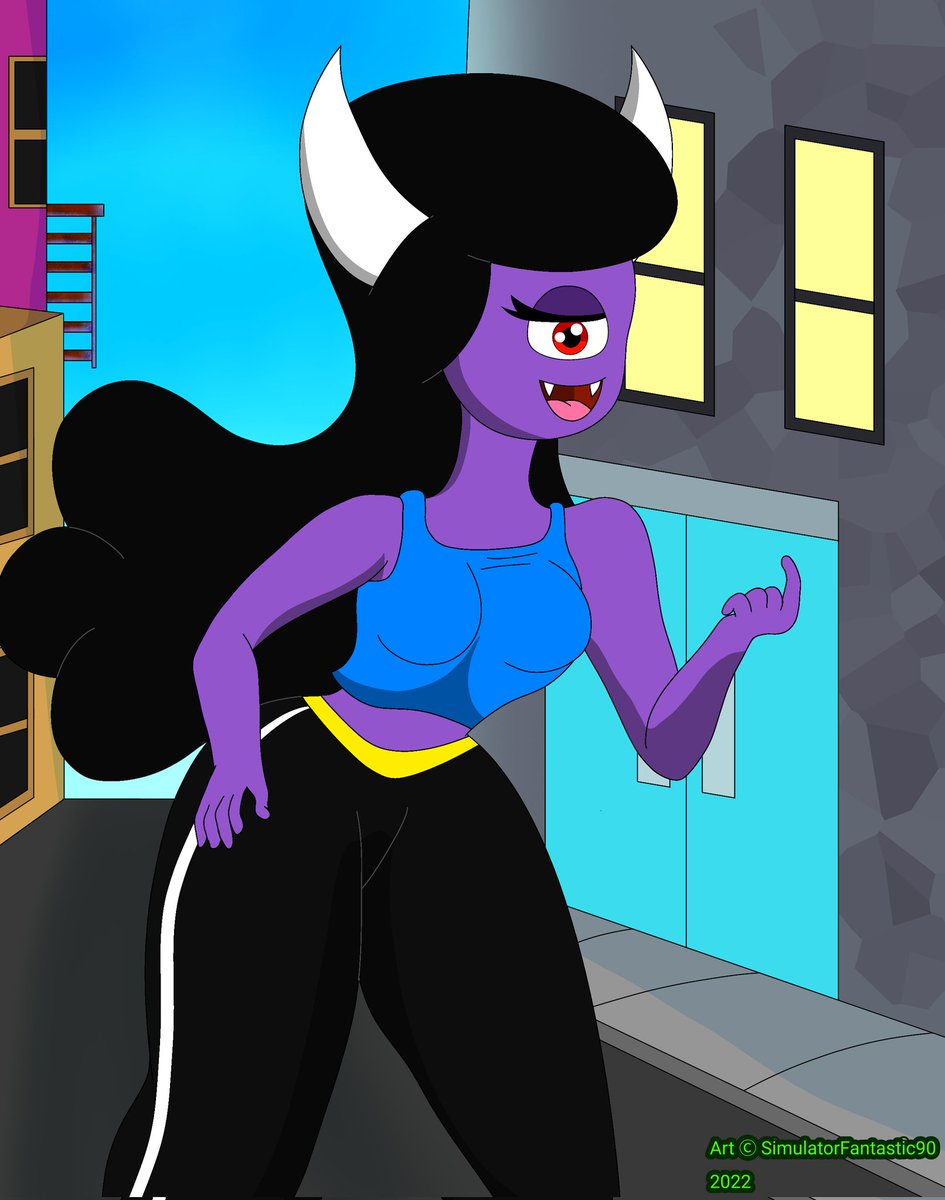 SFantastic90's tweet photo. (REPOST) Amy wants to tell you something. 
#AmyMaragret #monstergirl #Cyclops #OC #ocart #ArtistOnTwitter #art #alleyway #SimulatorFantastic90 #female #building #originalcharacter #PrettyGirl #monster #city #purpleskin #oneeye https://t.co/G28noFY0Vz
