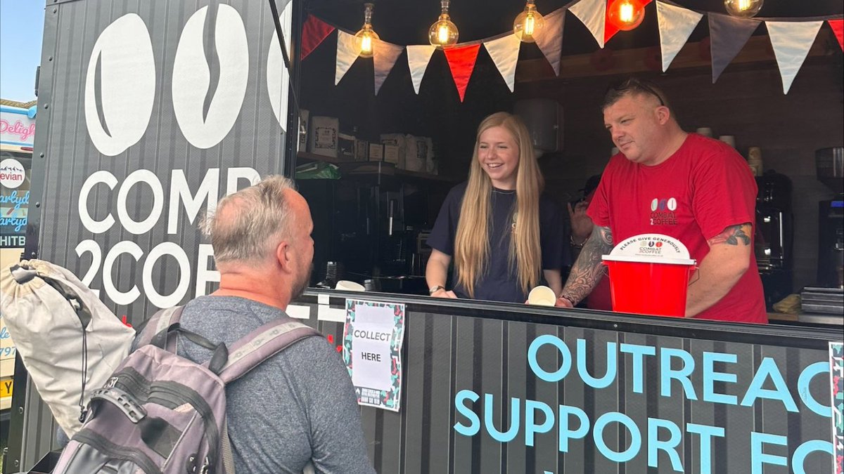 Combat2C's tweet photo. The team had an amazing first day at the Clacton Air Show!
We've had a wonderful time meeting everyone who popped by for a coffee and a friendly chat.
If you're attending the air show tomorrow, don't miss out on the chance to drop by and say hello!
#Combat2Coffee #Coffee https://t.co/DfUYm0rnP1