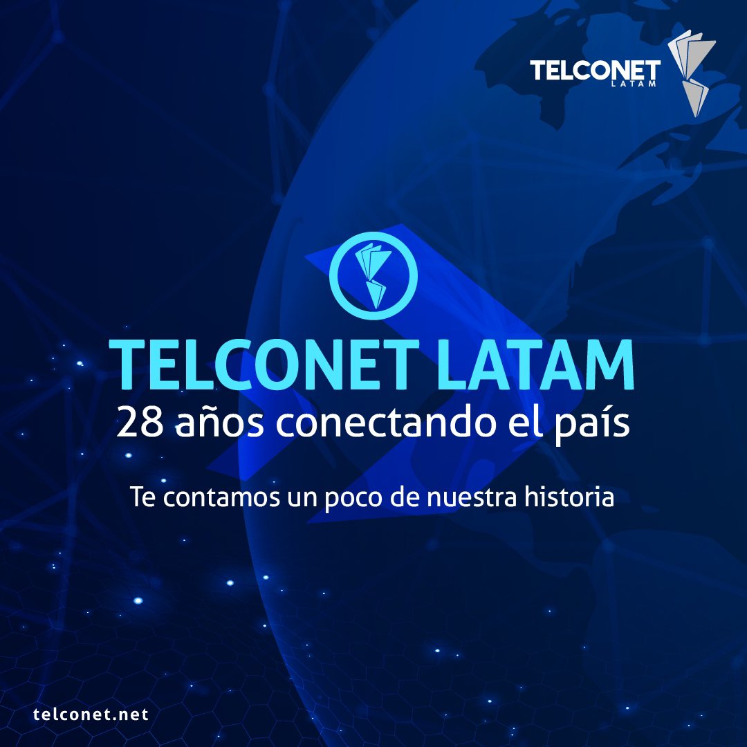 TelconetLatam's tweet photo. Cumplimos 28 años siendo la empresa tecnológica que conecta al país con el mundo, y ahora queremos conectar a tu empresa con una gran red de posibilidades e innovación.
 ¡Porque el momento de evolucionar es ahora!
#TelconetLatam #ElMomentoDeEvolucionarEsAhora #28AñosTelconetLatam https://t.co/b3jXS7aubO