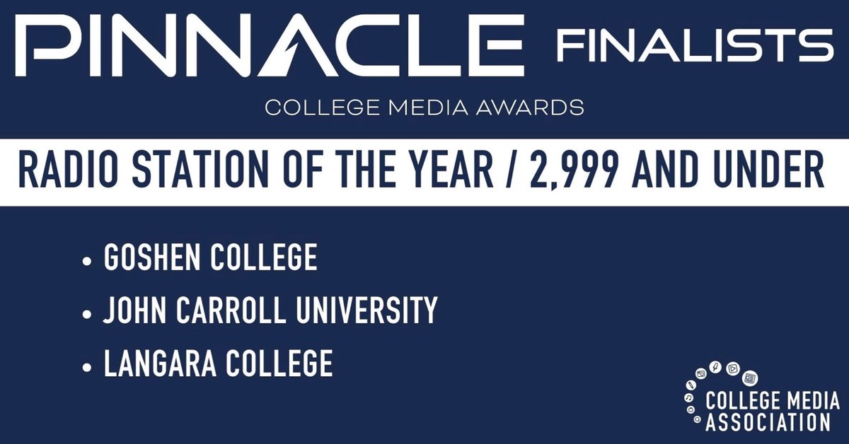Thank you to <a href="/collegemedia/">College Media Association</a> for naming us as a finalist for Best Small College Radio Station of the Year!!