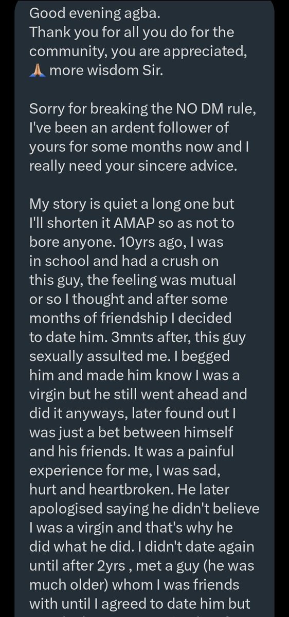 jon_d_doe's tweet photo. Please make sure you read to the last screenshot.

I love the way she writes and the intelligence behind her write up.

Young lady, although you're 30 and feeling the pressure of marriage, but the picture you painted of this 46 year old man leaves me abit concerned.

I may be https://t.co/SVviOhcZaJ