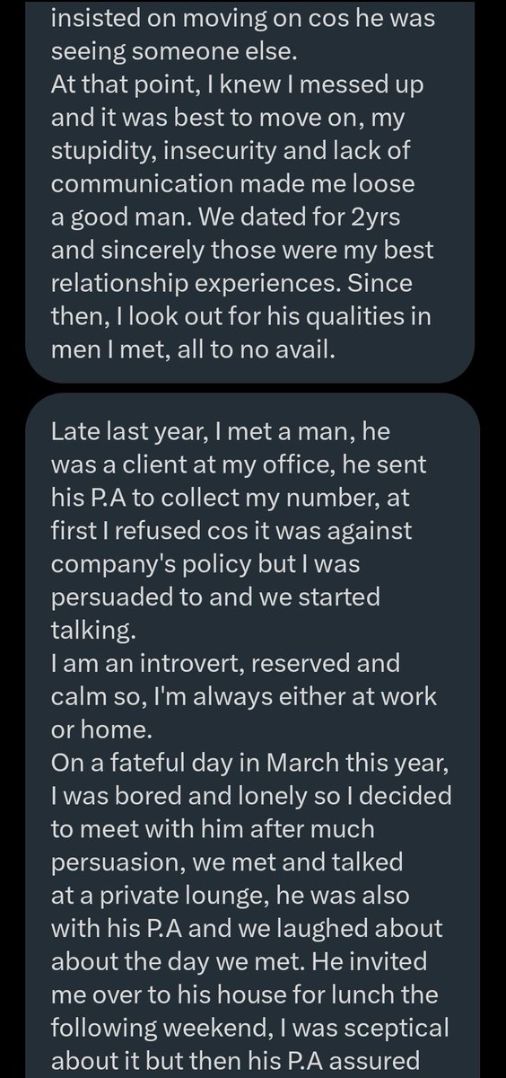 jon_d_doe's tweet photo. Please make sure you read to the last screenshot.

I love the way she writes and the intelligence behind her write up.

Young lady, although you're 30 and feeling the pressure of marriage, but the picture you painted of this 46 year old man leaves me abit concerned.

I may be https://t.co/SVviOhcZaJ