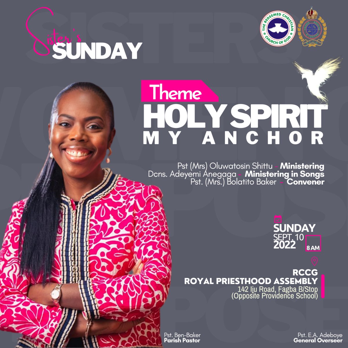 rccg_rpassembly's tweet photo. Embrace the Spirit with us on Sisters Sunday! Theme: Holy Spirit My Anchor

Date: Sunday, September 10, 2023
Time: 8:30 AM
Dress code: Touch of white and pink. See you there!

#RCCG #HolySpirit #SistersSunday https://t.co/MXSrnUmSpA