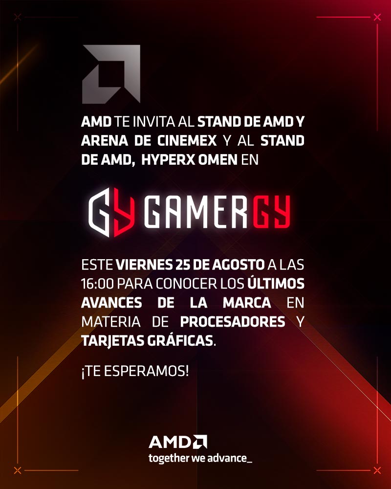 🇲🇽 Te esperamos mañana a las 16:00 en #Gamergy para enseñarte todo lo más nuevo en Procesadores y Tarjetas Gráficas que #AMD tiene para ti. ✨ Consigue tus boletos aquí: bit.ly/47JkvIl