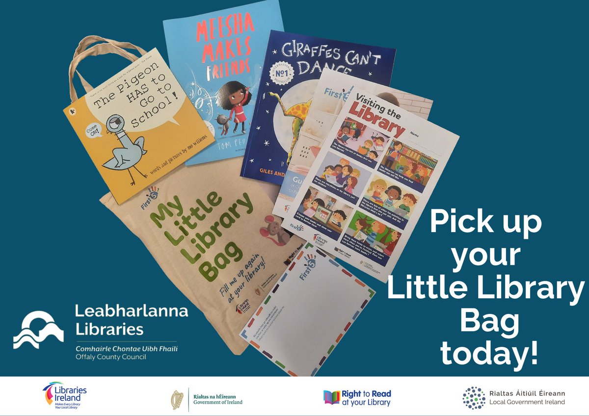 OffalyLibraries's tweet photo. Is your child starting primary school soon? #DropIn to your local branch of Offaly Libraries to pick up a free #LittleLibraryBag with books all about making friends and being true to yourself! Sign them up while you're in and start them on a lifetime of learning. #RightToRead https://t.co/4wC6StYT6M